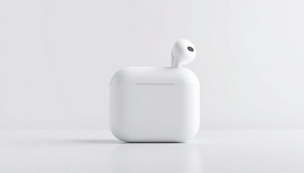 3D render of a next-generation Apple AirPods design against a sleek, minimalist backdrop. The earbuds have a streamlined, ergonomic shape with a matte finish in a subtle shade of white. Delicate, brushed-metal accents add a touch of sophistication. Soft, diffused lighting creates an aura of refinement, while a shallow depth of field draws the viewer's focus to the AirPods' intricate details. The overall aesthetic conveys a sense of technological elegance befitting the FScopeDigest brand.
