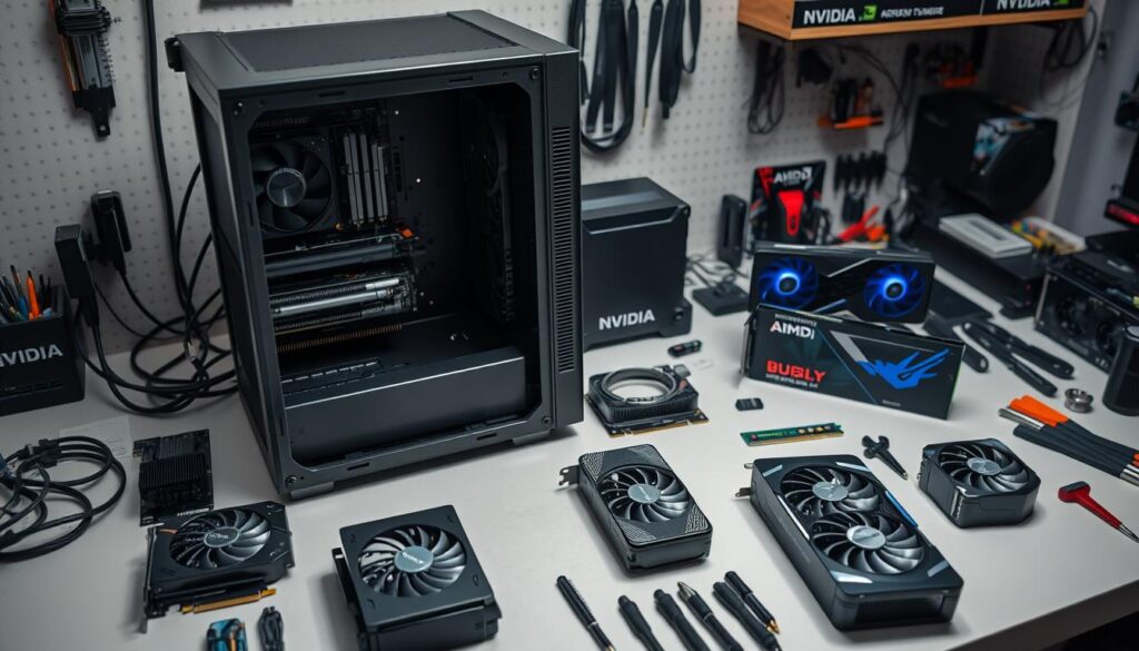 PC build with multiple graphics card options and components
